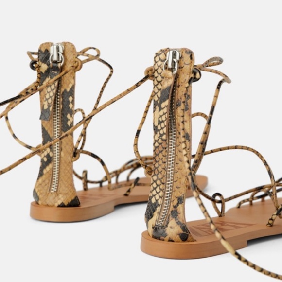 Zara Snake Low Heeled Animal Print Slide Sandals - Picture 4 of 5